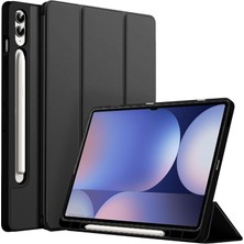 Galaxy Tab S10 Plus X820 Ile Uyumlu 12.4 Inç Kılıf Premium Silikon Kalem Bölmeli Smart Case Siyah