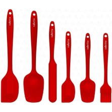 Drongo Isıya Dayanıklı Yanmaz Yapışmaz Silikon Spatula Seti 6 Parça Kırmızı