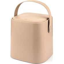 Mini Tezgah Üstü Çöp Kovası – Deri Tutma Saplı, Kompakt ve Şık Tasarım, Mutfak & Banyo Için, Geri Dönüşüm Dostu (Latte, 4 Litre)