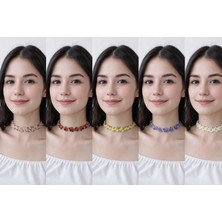 El Yapımı Handmade Bohem Tarzı Kırmızı Gül Çiçek Motifli Kolye