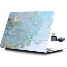 Macbook Air M1 Kılıf 13 Inç Uyumlu Koruyucu Sert Kapak Darbe ve Çizilmelere Karşı Lazer Baskılı Mermer Desenli Touchıd M1 Air A2337 A2179 A1932 Mavi