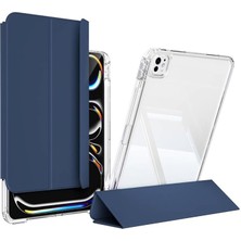 Air 11INÇ M2/m3 Air 4/5.nesil 10.9 ile Uyumlu Kılıf Kalem Bölmeli Akrilik Şeffaf Ayrılabilir Case 2025-2024 Lacivert