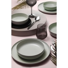 Porselen Moderna 18 Parça 6 Kişilik Yemek Takımı Yeşil