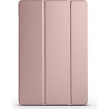Samsung Galaxy Tab A9 Plus X210/GALAXY Tab A11+ Tablet ile Uyumlu Tablet Kılıfı Smart Cover Uyku Modlu Standlı Arkası Sert Şeffaf Kapak Rosegold