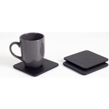 Office Deri Bardak Altlığı Düz Siyah 3 Adet