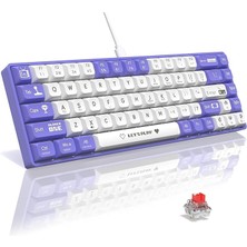Ajazz AK680 65% Kablolu Hotswap Mekanik Oyun Klavyesi,68 Tuşlu Taşınabilir Anti-Ghosting Klavye,gökkuşağı Arkadan Aydınlatmalı Programlanabilir,eva Sandviç,ergonomik Mor Beyaz/red Switch