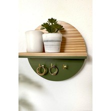 Kancalı Mini Yuvarlak Raf | Ahşap Raf | Maske Rafı | Duvar Dekoru | Anahtar Rafı | Vitrin Rafı