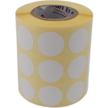 Yuvarlak Etiket Kalıcı Renk Kodu Nokta Çıkartmaları, Rulo Başına 2500 Etiket, Kaplamalı Rulo Etiket Yan Yana 3lü (Beyaz)