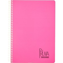 Pruva A4 Pet Spiralli Karton Kapaklı Defter 144 Yaprak - Kareli - Fuşya