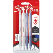 S-Gel Jel Kalem 0.7 mm Uç, Buz Mavisi & Beyaz Inci 4'lü Paket, Siyah & Mavi Mürekkep