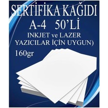 Sertifika Kağıdı Kalın 50 Adet Gramajlı Fotokopi Kağıdı 160 gr Tüm Yazıcılara Uyumlu 21X29.7 cm Kalın Baskı Kağıdı