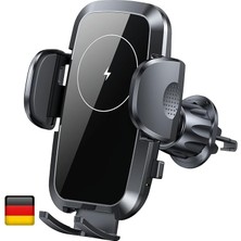 Kablosuz Şarjlı Kancalı Araç İçi Telefon Tutucu 15W - Dikiz Aynası Uyumlu Şık Görünüm