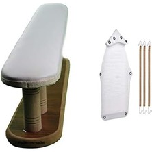 Makina Ütü Altı Plastik Yanmaz Teflon ve Kol Omuz Ütüleme Aparatı Ahşap