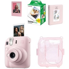Instax Mini 12 Fotoğraf MAKINESI-20LI Film-Simli Pleksi KILIF-64LÜ Albüm ve Mıknatıslı Çerçeve Set 1