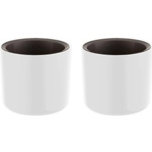 2 Adet Mimoza Saksı Küçük Boy Plastik Kaktüs Sukulent Saksısı (Beyaz, 0.2 Litre)