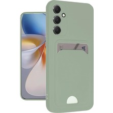 Samsung Galaxy A16 ile Uyumlu Kılıf Kartvizitli Kartlıklı Kamera Korumalı Galaxy A16-5G ile Uyumlu Kapak Silikon Soft ve Pürüzsüz Dış Yüzey (Su Yeşil, Galaxy A16)