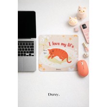 Duxy Kedi Desenli Mouse Pad, 23X19 Cm, Kaymaz Taban, Ev, Ofis ve Oyun Için Rahat ve Yumuşak Mousepad