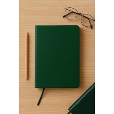 Tanıtım Fark Tanıtım Çizgisiz Not Defteri, Yeşil Deri Kapaklı Defter, 128 Yaprak A5 Defter, Ofis ve Kırtasiye (14CM x 21 Cm) (Yeşil Kapak)