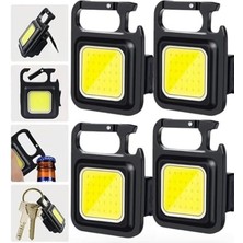 4 Adet LED Anahtarlıklı Metal Kasa El Feneri Şişe Açacağı Usb’li Şarj Edilebilir Cep Boy Cob 800MAH
