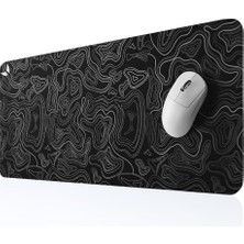 Classic - Gaming Oyuncu Gamer Mouse Pad, Kaymaz Taban Büyük Boy Large Ofis Tipi Mouse Ped, Fare Altlığı, Düz Masa Koruyucu Klavye Altı Mousepad 70X30 cm (Topografi Siyah)