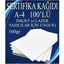 Sertifika Kağıdı Kalın 100 Adet Gramajlı Fotokopi Kağıdı 160 gr Tüm Yazıcılara Uyumlu 21X29.7 cm Kalın Baskı Kağıdı