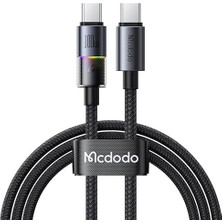 CA-8200 Type-C To Type-C 100W 7 Renkli LED Işıklı Şarj Data Kablosu