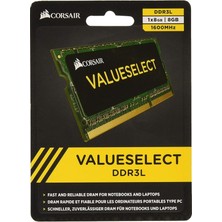 Value Select Sodımm 8gb (1X8GB) 1600MHZ CL16 1.35V Ddr3 Ram (CMSO8GX3M1CL1600C11)