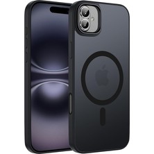 Trend iPhone 16 Uyumlu Kılıf Magsafe Wireless Şarj Özellikli Arka Tarafı Mat Şeffaf Kenarları Siyah Kılıf (Siyah, iPhone 14 Pro Max)