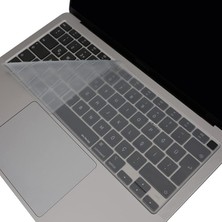 MacBook Air Klavye Koruyucu – 13INÇ M1 A2337,A2179 Uyumlu • Türkçe Q Düzen • Silikon Ince Kaplama • Toz ve Sıvı Koruması • Uk Iso Klavyeyi Türkçeye Çevirme Desteği Şeffaf
