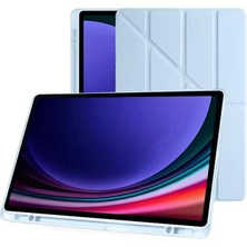 Samsung Galaxy Tab S9 Fe 10.9 Inç Uyumlu Smart Kılıf, S Pen Kalemlikli, Trifold, Esnek, Mat, Darbeye Tam Dayanıklı Tablet Kılıfı (Açık Mavi)