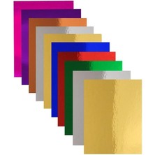 Aynalı Fon Kartonu A4 10 Renk 20X30 cm 1 Paket Okul Sınıf Dekoratif Pırıltılı Folyo Kağıt