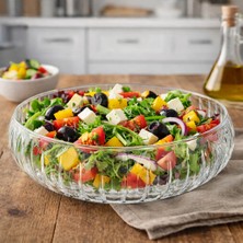 Thales Desenli Cam Salata ve Meyve Kasesi – Dekoratif Sunum Çanağı