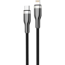 30W Type-C To Lightning Örgülü 1 M Şarj Kablosu Siyah (GL-ZA02)