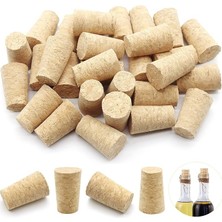 30'lu Paket Ahşap Mantar Tapalar Konik Boş Doğal Ahşap Mantarlar Şarap, Bira, Likör Şişeleri, Mantar El Sanatları Için Yedek (2,2x1,7x3,5 Cm)