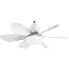 Vantilatörü LED Işık 3 Renk Işık Sıcaklığı Ayarlanabilir 3 Kademe Hız Modu Sessiz 52 cm Çap 6 Kanat Uzaktan Kumandalı Vantilatör (Beyaz)