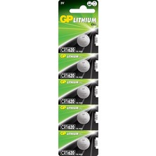 B Atteries CR1620 1620 Boy Lityum Düğme Pil, 3 Volt, 5'li Kart, Gri