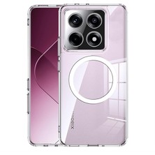Xiaomi Mi 14T Pro Uyumlu Kamera Korumalı Magsafe Wireless Şarj Özellikli Sert Sararmaz Kristal Şeffaf Kılıf (Şeffaf, Xiaomi Mi 14T Pro)