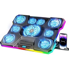 Sx-45 Freezer 9 Rgb Fanlı Notebook Soğutucu Stand LCD Ekranlı Siyah 10-19 Inç 1 USB 1 Type-C