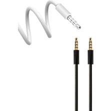 Ses Kablosu 1 Metre Oto Araç Teyp Kablo Müzik Bağlantı Beyaz
