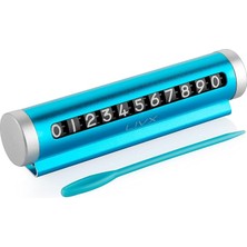 Alüminyum Kasa Çevirmeli Araç Içi Park Telefon Numaratör Park Numarası Parkmatik Araç Torpido Üstü Parktel Telefon Yazısı Mavi Onbnl-Bl