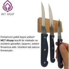 Mct Ahşap Mıknatıslı Duvara Monte Kayın Ahşap Bıçak Bloğu ve Bıçak Tutucu - 3 Bıçak Kapasiteli