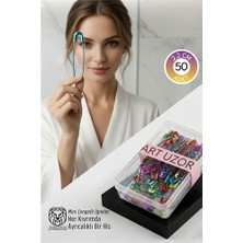 DS LLC Renkli Mini Çengelli Iğne Seti 50 Adet - 2.2 cm Paslanmaz Metal Tasarım Hobi ve Terzi Aksesuarı