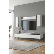 Yumedi Design TVR1898BS - Cherry Tv Ünitesi Takımı 180CM Beyaz-Silver