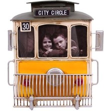 Dekoratif Metal Çerçeve Tramvay Temalı Vintage Hediyelik