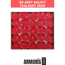 Armoris Yeni Seri Dekoratif Hediyelik Sevgili Özel Gün Süslemelerinde Kalpli 50'li Tealight Mum