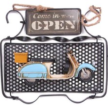 Dekoratif Metal Kapı Yazısı Scooter Dekorlu Vintage Hediyelik