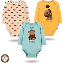 Mahfel 3'lü Premium %100 Pamuklu  Çıtçıtlı Bebek Body Zıbın 832-833