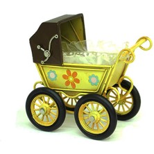 Dekoratif Metal Bebek Arabası Biblo Vintage Hediyelik