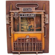 Dekoratif Metal Çerçeve Tramvay Dekorlu Vintage Hediyelik