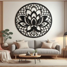 Sscnc Lotus Çiçeği Mandala Lazer Kesim Duvar Dekoru (42X40 Cm)